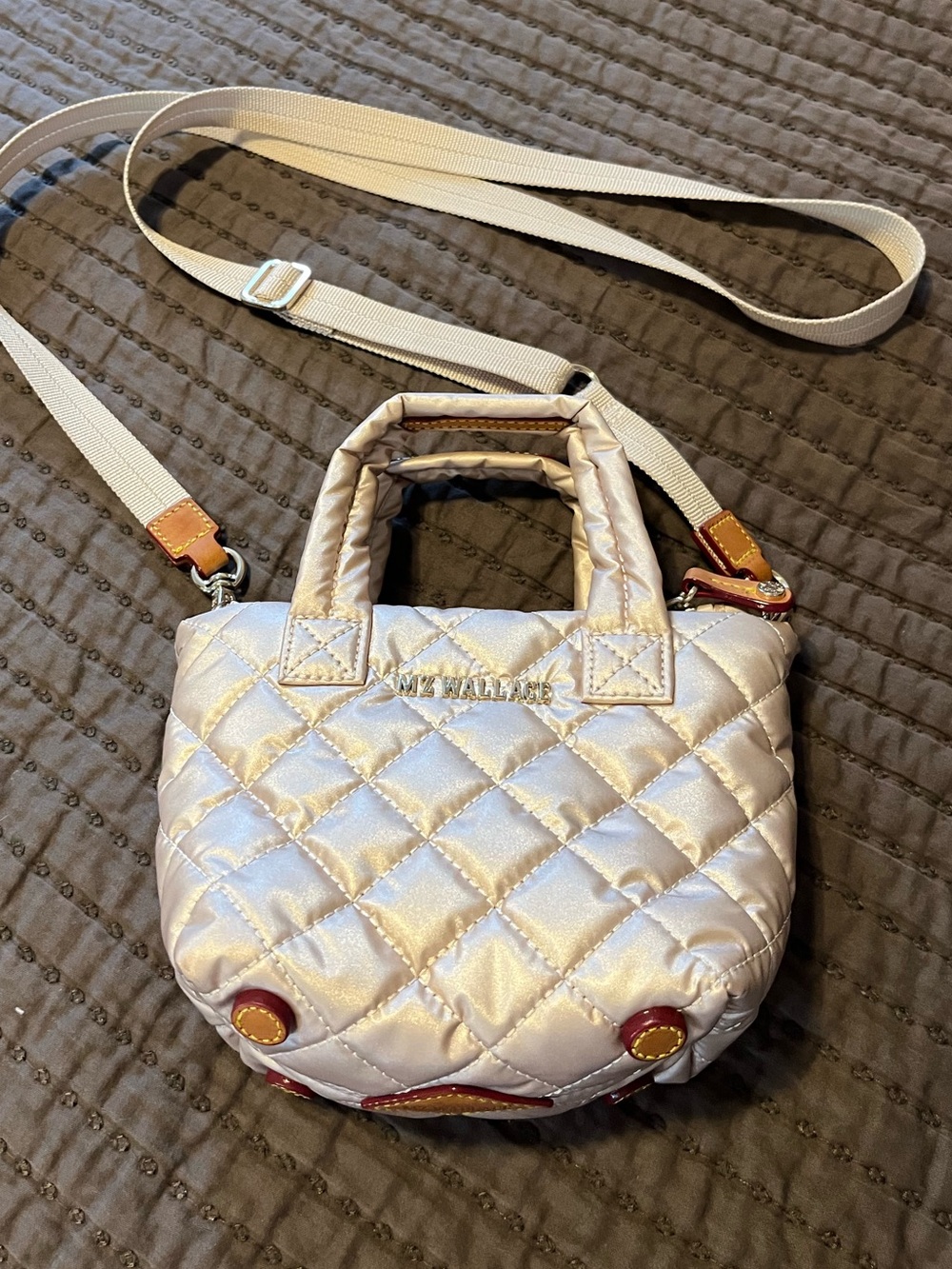 MZ Wallace Petite Metro Tote Deluxe Rose Gold Quilted Crossbody Bag - Picture 3 of 7